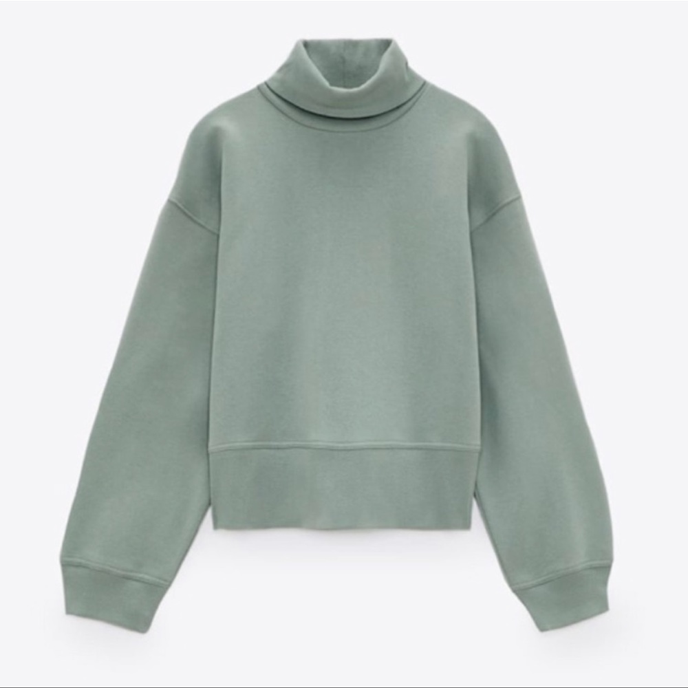 High collar sweater green pastel size S